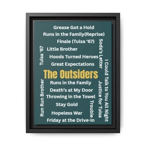 The Outsiders framed canvas, The Outsiders wall art, The Outsiders merch, Broadway wall decor, Broadway merch