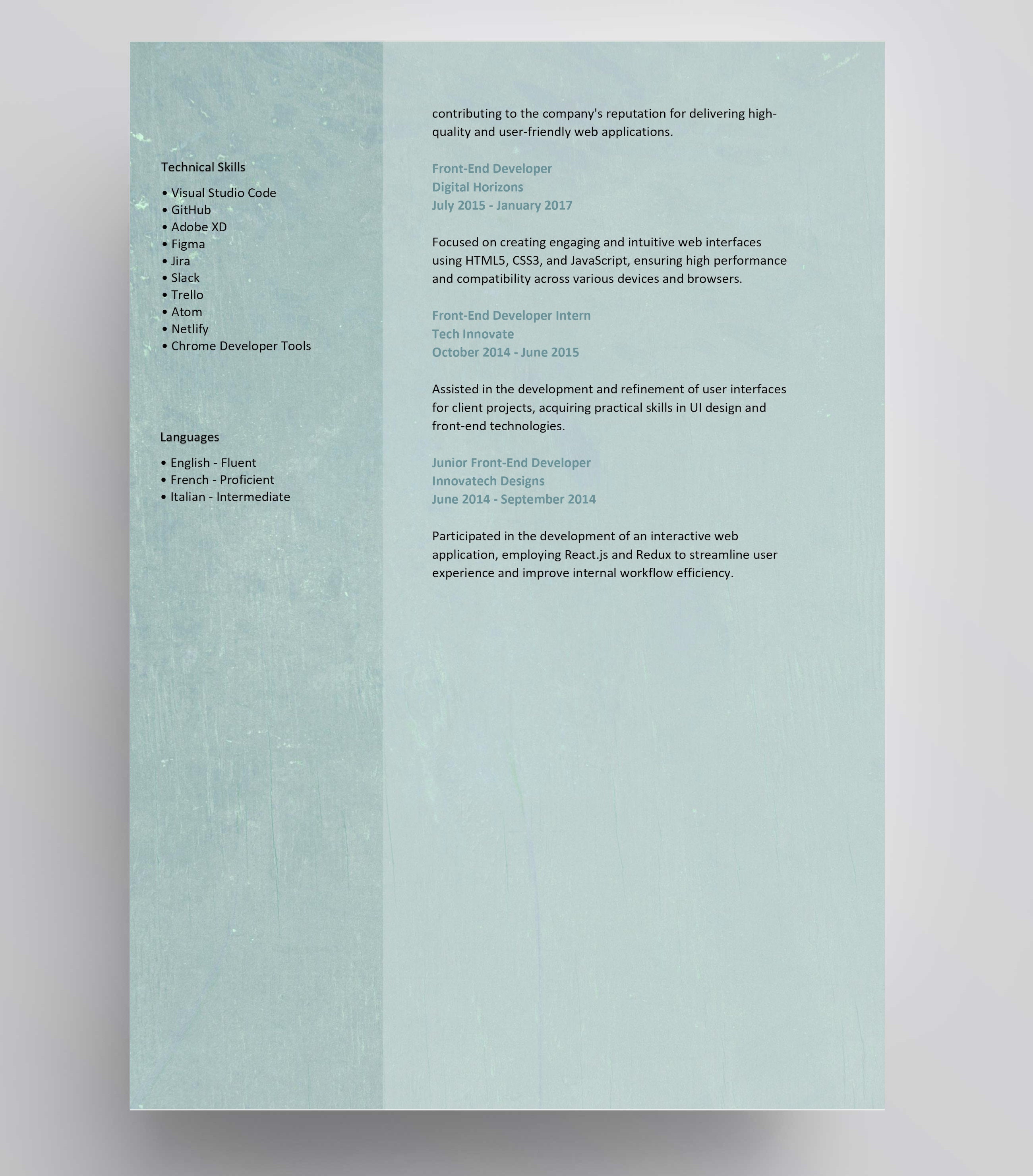 Resume Template | Word Resume Template | Web Developer Resume Template ...