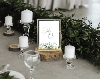 Wedding Table Numbers, Eucalyptus, Foliage Greenery, Simple Wedding Table Numbers Cards (Unlimited) Template, Digital Download - OLIVE