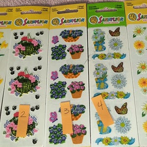 Vintage Sandylion Fuzzy flower stickers, new in original packaging.