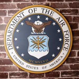 US Air Force Seal Wall Art - 22&quot; Wooden Emblem -  Proudly Made in USA