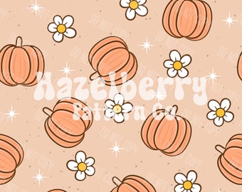 Pumpkin Seamless Pattern, Fall Seamless File, Girly Pumpkin Seamless, Floral Pumpkins Seamless File, Boho Fall Seamless Pattern
