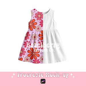 Kid&#39;s Dress Procreate Mockup, Realistic Procreate Dress Mockup, Children&#39;s Dress Mockup Template, Procreate Mockup