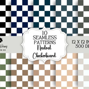Checkerboard Bundle Pack, Digital Download, Neutral Checkerboard Bundle, Boy Seamless Pattern, Seamless Pattern Bundle