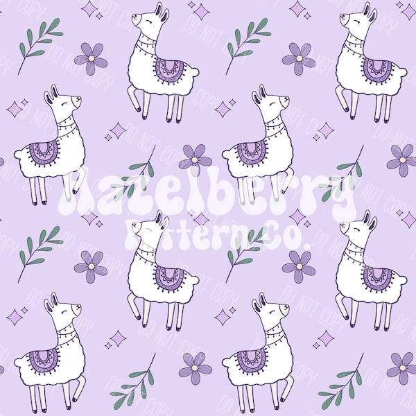 Llama Seamless Pattern, Digital Download, Boho Llama Seamless File, Alpaca Seamless File, Cute Animal Seamless Pattern, Custom Fabric