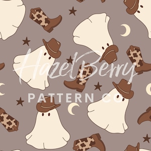 Boo Haw Seamless Pattern, Digital Download, Cowboy Ghost Seamless Pattern, Western Halloween Seamless Pattern, Ghost Halloween Print