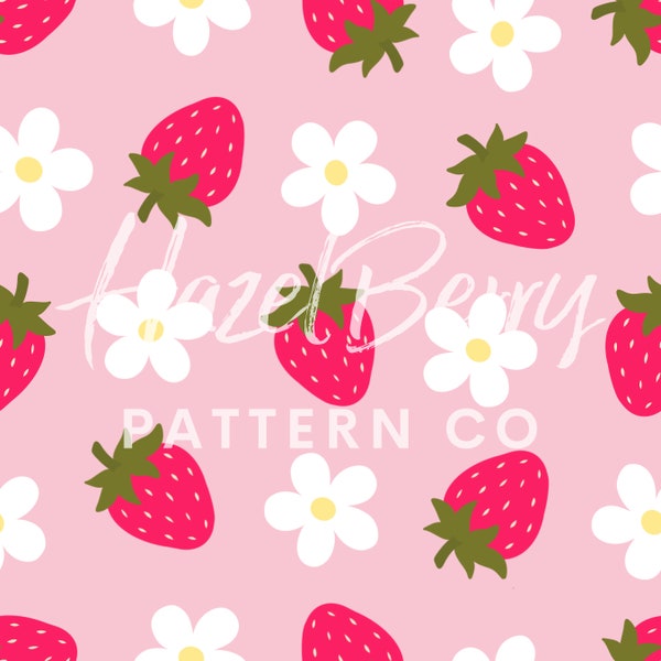 Strawberry Seamless Pattern, Retro Strawberry Seamless File, Retro Fruit Seamless, Fruit Pattern for Custom Fabric, Digital Paper