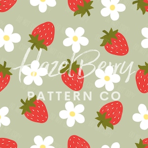 Strawberry Seamless Pattern, Retro Strawberry Seamless File, Retro Fruit Seamless, Fruit Pattern for Custom Fabric, Strawberry Digital Paper