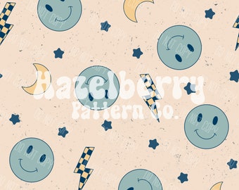 Boy Seamless Pattern, Smiley Face Seamless, Boy Seamless File for Custom Fabric, Sublimation, Digital Paper