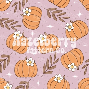 Kürbis-nahtlose Muster, Herbst-nahtlose Datei, Girly Kürbis Nahtlos, Florale Kürbisse Nahtlose Datei, Boho-Herbst-nahtloses Muster