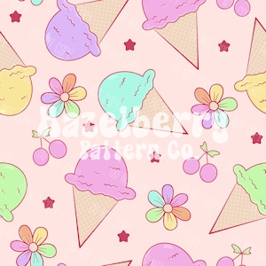 Eis Musterdesign, Regenbogen Floral nahtlose Datei, digitaler Download, Eis digitales Papier, Kawaii Eis Muster