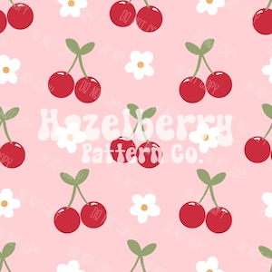 Retro Cherries Seamless Pattern, Cherry Seamless File, Fruit Seamless Pattern, Spring Seamless File for Custom Fabric, Scrapbooking