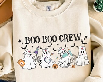 Halloween Nurse Shirt, Boo Boo Crew, Nurse Sweatshirt, Nurse Gift For Women, Spooky Season Shirt, Halloween Nurse Long Sleeve T-Shirt
