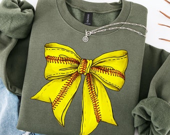 Softball Shirt, Coquette Softball Sweatshirt, Softball Bow Shirt, Softball Mom Shirt, Game Day Shirt, Fall Sports Gift