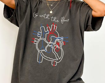 Comfort Colors® Go With The Flow Shirt, Nurse Shirt, CVICU Nurse Gift For Women, Cardiac Nurse Shirt, EKG Tech Tee