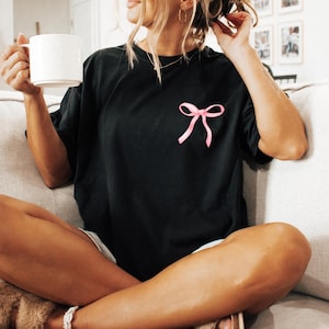 Pink bow, pink ribbon, pink coquette cotton shirt