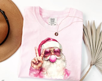 Comfort Colors® Santa Shirt, Blowing Bubble Christmas Shirts, Santa Christmas Tee, Funny Christmas Shirt