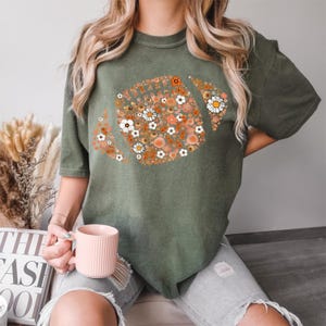 Comfort Colors® Football Shirt, Football Mom Shirt, Floral Football Shirts for Women, Fall Shirt, Football Season image 3