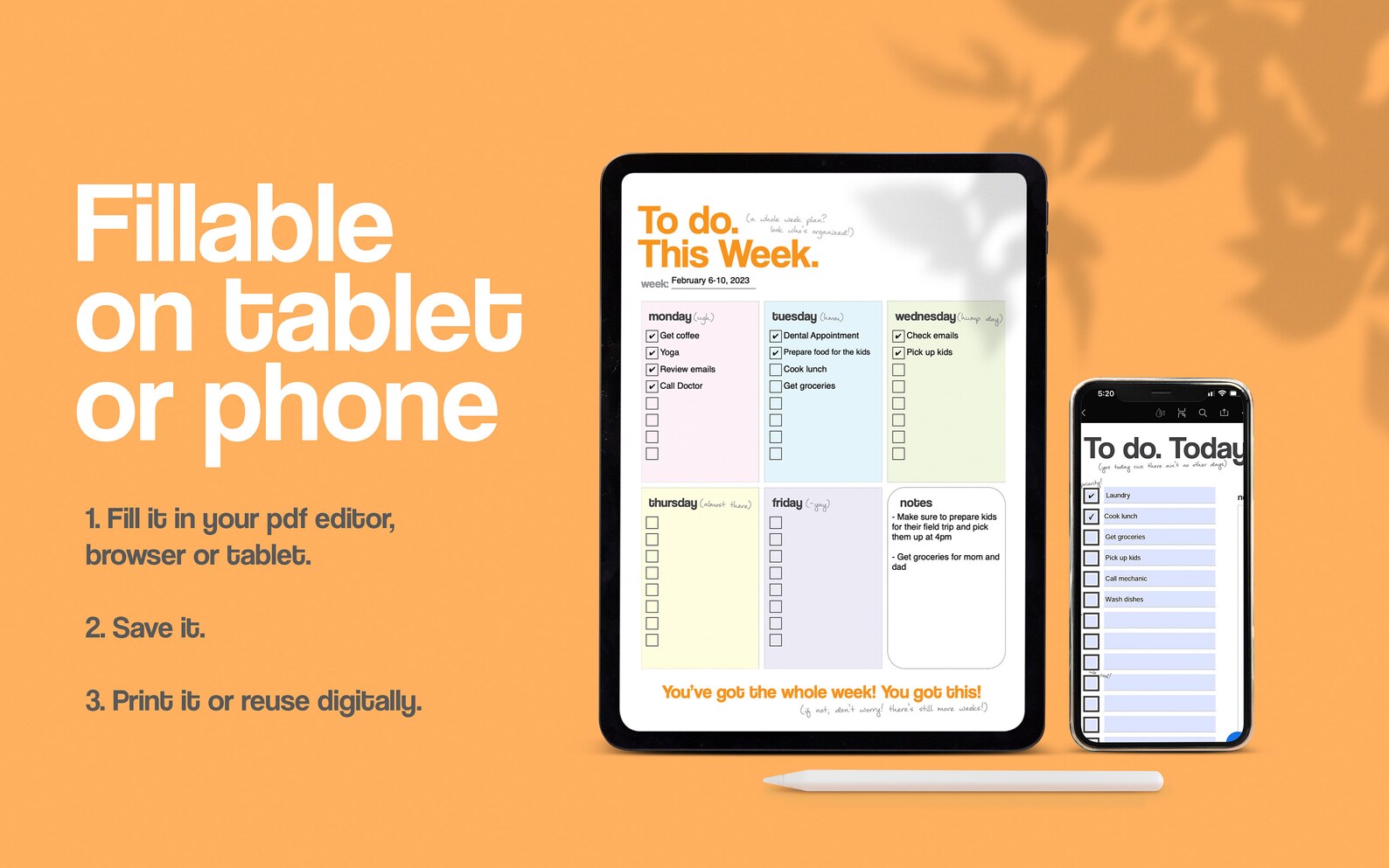 Printable fillable to do list daily weekly to do pdf checklist