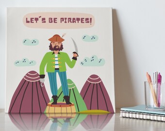 Cartoon Pirate Children's Poster, Digital Download, Digital Art, Printable Art, Printable Wall Art