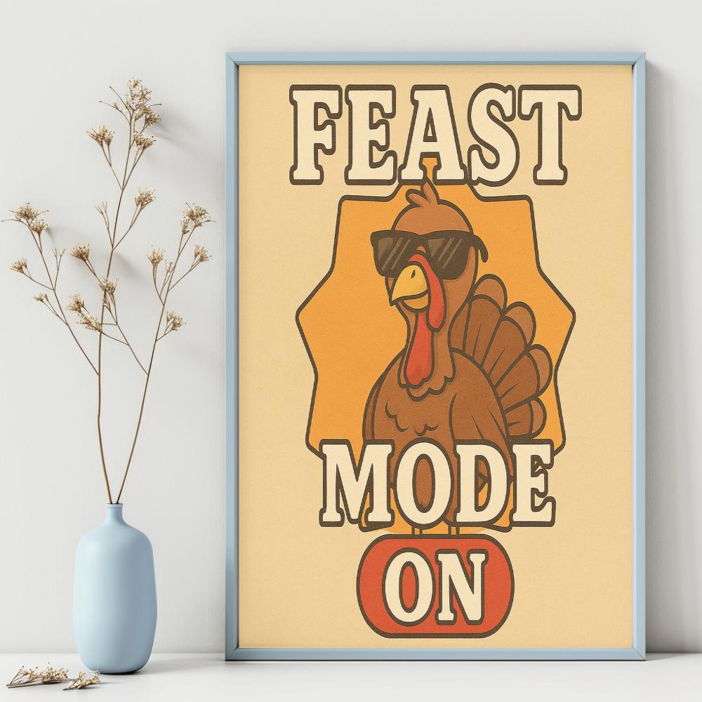 面白い感謝祭の七面鳥のアート：「ごちそうモードオン」印刷可能（デジタルダウンロード） - Etsy 日本, image size:1000x1000