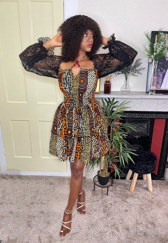 ankara skater dresses Ankara Skater Skater Dress 18 Ankara Short Two Step Gathered Off Shoulder Skater  Dress With