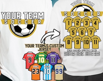 Custom Soccer T Shirt, Futsal Shirt, Club Sports Design, Personalized Team Shirt, Player Jersey, Soccer Coach, Team Mom, High School Athlete