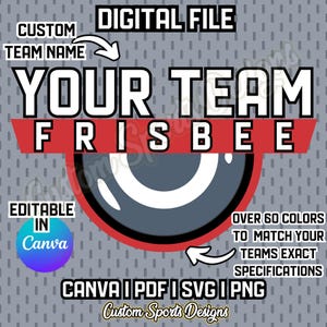 Custom Ultimate Frisbee Team Design, Personalized Sports Graphic, Canva, PNG, SVG, Disc Golf Club, Frisbee Golf Team, Flying Disc Golfer