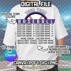 Custom Baseball Team Names Design, Personalized High School Baseball Team, Canva, Editable, SVG, Travel Ball, Athlete, Mascot, png, pdf,