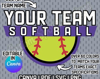 Custom Softball Team Design, Personalized Fast Pitch Tee Ball Graphic, Canva, PNG, SVG, High School Softball Player, Softball Club, Coach