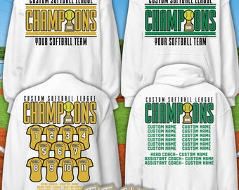 Custom Softball Champions Hoodie, Custom Softball Hoodie, Softball Team Sweatshirt, Youth Softball Hoodie, Softball Dad, Softball Coach