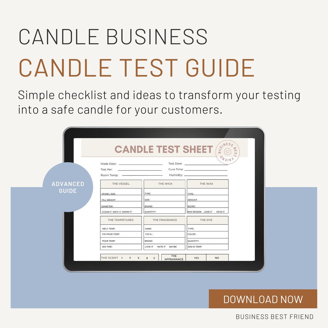 Candle Test Sheet Candle Testing PDF Detailed Candle Log Etsy