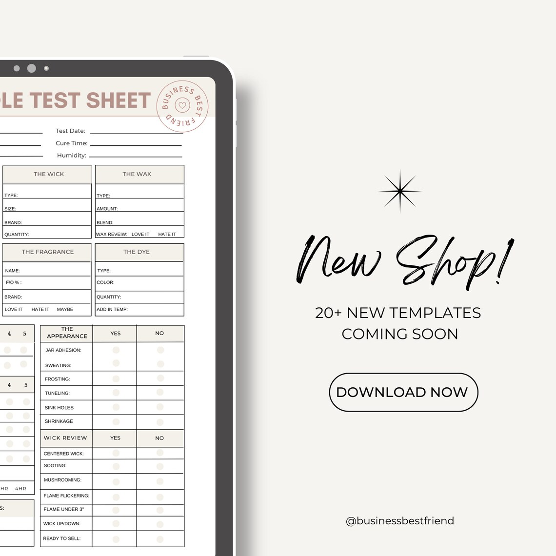 Candle Test Sheet, Candle Testing PDF, Detailed Candle Log, Candle