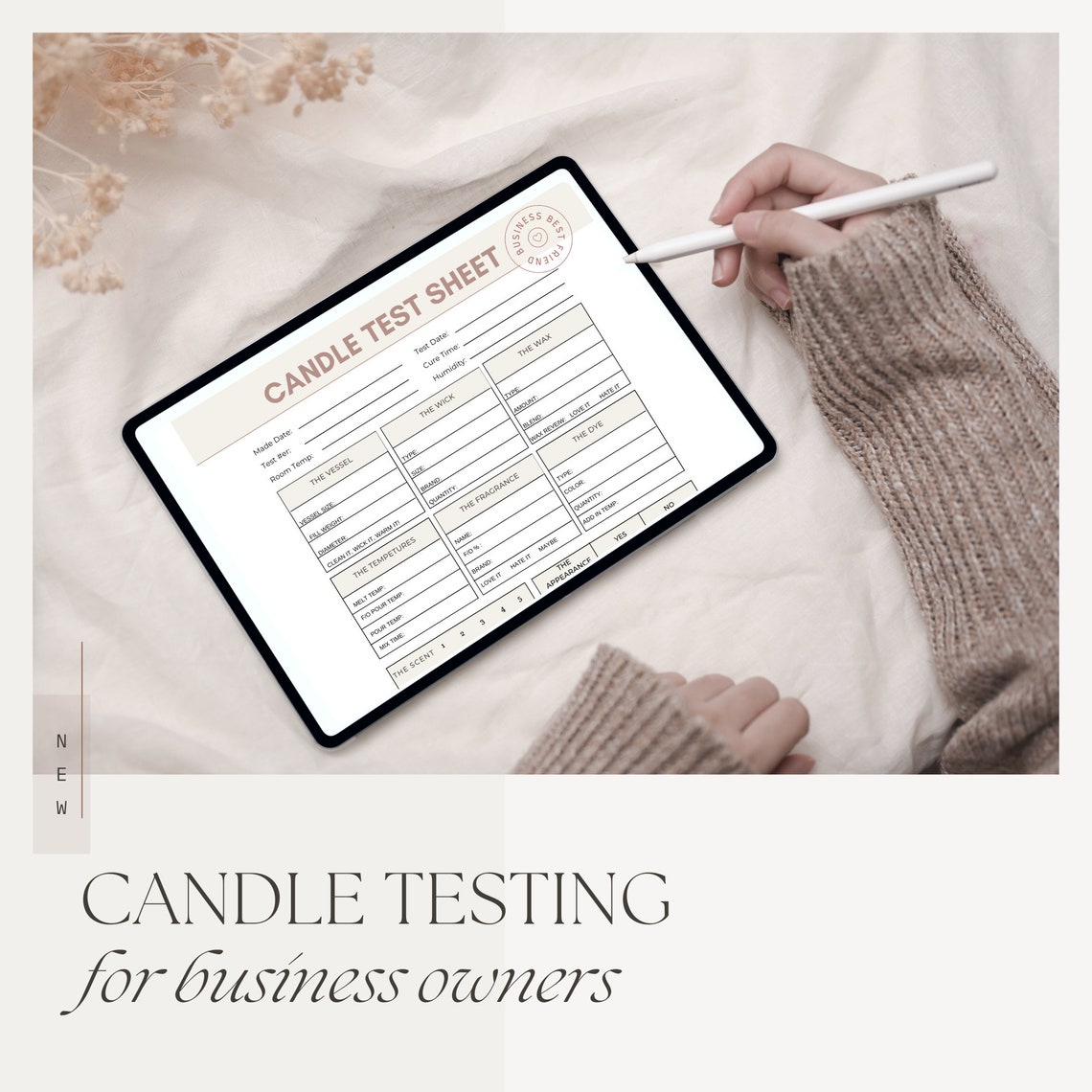 Candle Test Sheet, Candle Testing PDF, Detailed Candle Log, Candle Templates, Printable Candle