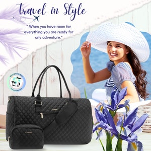Travel Duffel Bag, Weekender Bag for Women with Toiletry Bag, Carry on Overnight with Shoe Compartment, Gym Duffel Bag, Mommy Hospital Bag