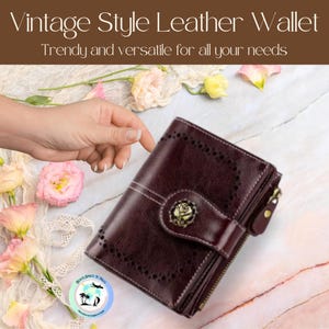 Womens Leather Wallets, Minimalist RFID Wallet Women, Compact Bifold Large Capacity Zipper Wallet, Purse Wallet Organizer, Gifts for Her
