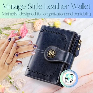 Womens Leather Wallets, Minimalist RFID Wallet Women, Compact Bifold Large Capacity Zipper Wallet, Purse Wallet Organizer, Gifts for Her