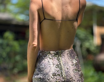 Early 2000s Backless Sequin Dress Sz 4
