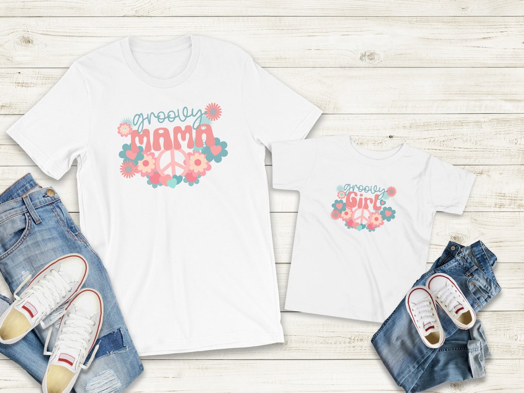 Mommy & Me Shirts, Retro Groovy Mom and Daughter Outfit, Mama Minni T ...