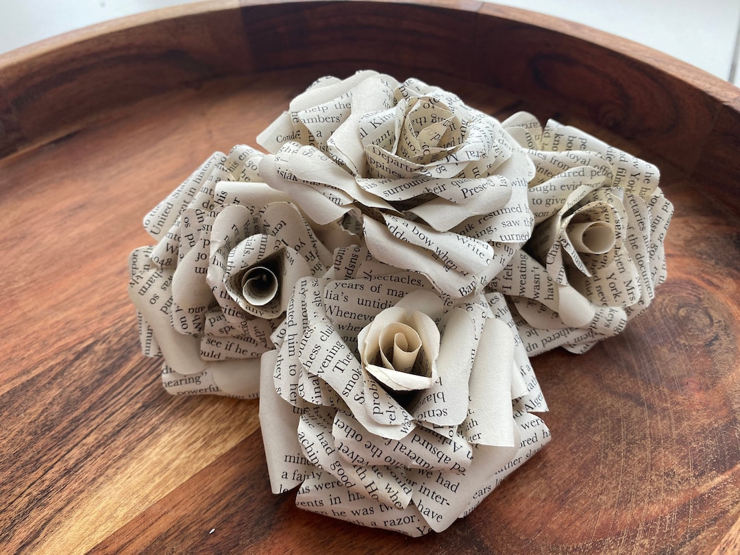 Paper Roses Made From Recycled Books - Etsy