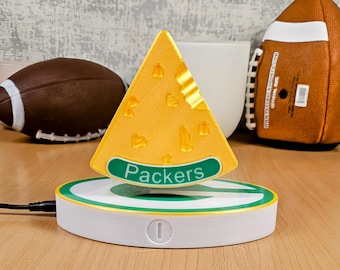Anti-Gravity Green Bay Packers Cheese Wedge - Illuminated 3D Printed Fan Gift