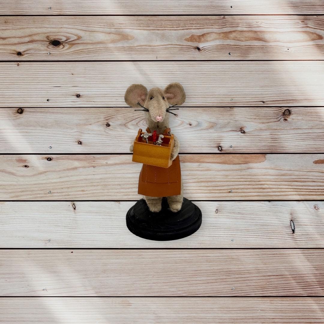 Handmade Sam Mouse Decoration: Mr. Fix-it With Apron - Etsy