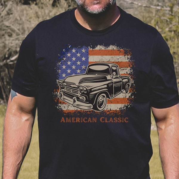 American Classic Truck shirt | Classic truck tee, American flag, Car show shirt, Vintage truck, Gift for car guys and girls