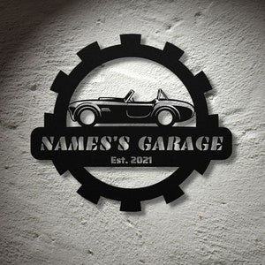Sports Car Personalized Metal Garage Sign