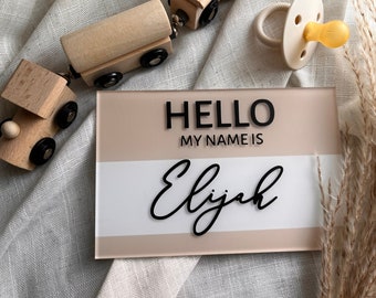 Hello My Name is Baby Sign Gift for Baby Shower Custom Photo Prop Birth Announcement Personalized Baby Gift Name Sign 4x6