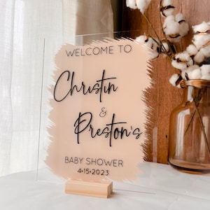Cartel personalizado para Baby Shower, cartel acrílico para Baby Shower, cartel de bienvenida para Baby Shower, paquete de tarjetas y regalos, cartel de mesa, fiesta de revelación de género