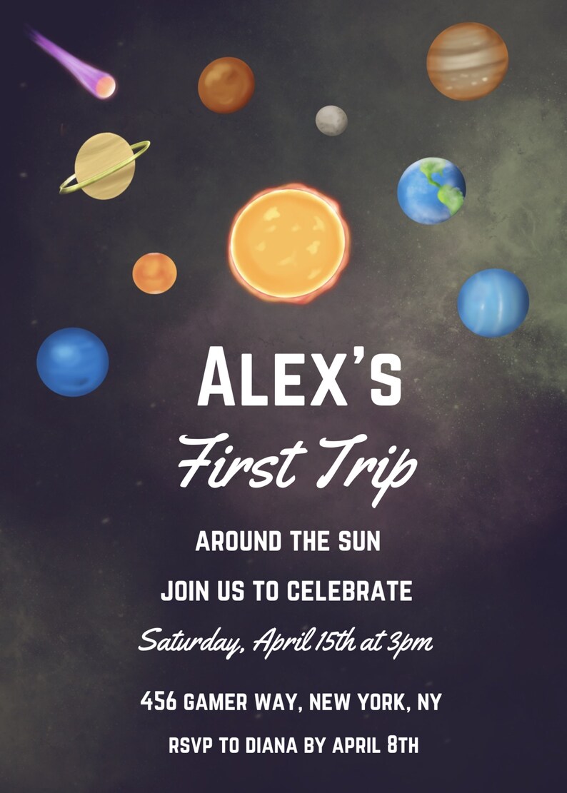 Printable Space Themed Birthday Party Invitation - Etsy