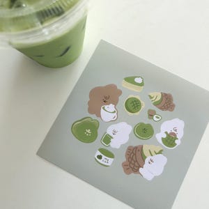 Matcha Lover Bunny Stickers | aesthetic, cute, kawaii sticker sheet