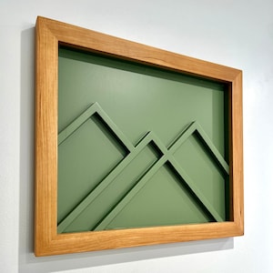 MODERN WOOD ART |Mountain Wood Wall Art |Midcentury Modern Wood Art |Wall Decor |Wood Art |Framed Art |Bedroom Decor |Home Decor, Modern Art