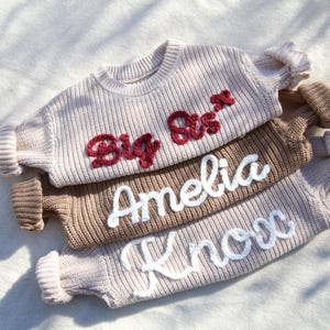 Personalized Baby Name Sweater- Embroidered Baby Sweater with Name, Custom Chunky Sweater Toddler Children Sweatshirt, Customized Baby Gifts